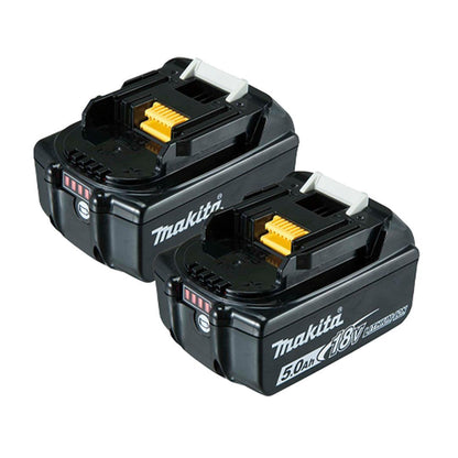 Makita 18V Li-Ion 5.0Ah Battery Pack (2-Pack) with Charger and Storage Case